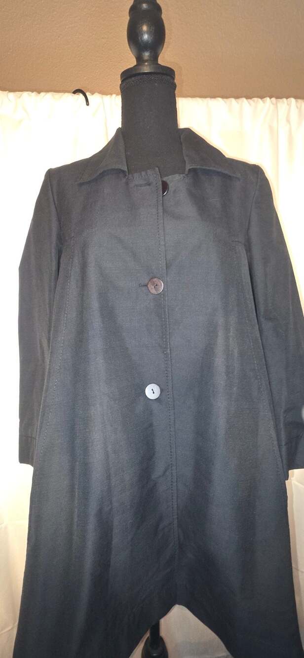 Stella McCartney Black Minimalist Button-Front Long Coat 42 (medium)